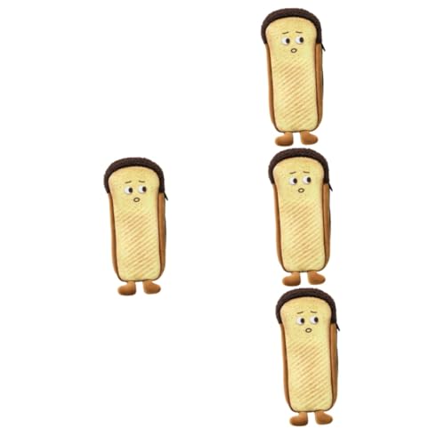 NUOBESTY 4 Stück Federmäppchen Brot Schreibwarenhalter Cartoon-Kosmetiktasche Toast-federmäppchen Münzgeldbörsen Portemonnaie Kleine Geldbörse Student Komposit-Nylon Bleistift Schulmaterial von NUOBESTY