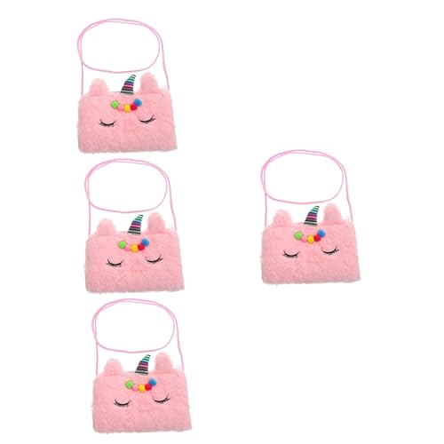 NUOBESTY 4 Stück Geldbörse Einhorn Schultertasche Umhängetasche Für Kleine Mädchen Cartoon-Aufbewahrungstasche Einhorn-handtaschen Telefon Umhängetasche Kind Flanell Tier Niedlich von NUOBESTY