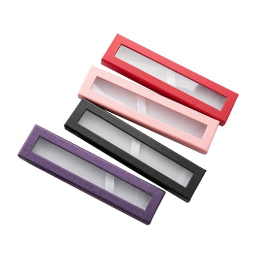 NUOBESTY 4 Stück Transparente Papier Stiftebox mit Sichtfenster Langlebige Geschenkbox für Kugelschreiber Multifunktionale Aufbewahrung Elegantes Design für Schule und Büro von NUOBESTY