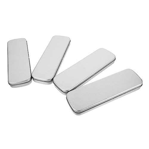 NUOBESTY Bleistiftbox 4 Stücke Weißblech für Schüler Elegantes Schreibwarenetui Multifunktionale Aufbewahrungsbox Praktische Stifteetui für Schule und Büro Silber von NUOBESTY