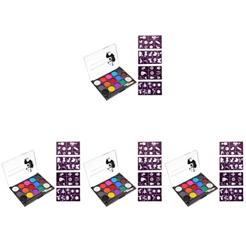 NUOBESTY 4sätze Halloween Körper Und Gesichtspigment-farbset Wasserlösliche Farben Pinsel Und Schablonen Für Kreative Und Cosplay-make-ups von NUOBESTY