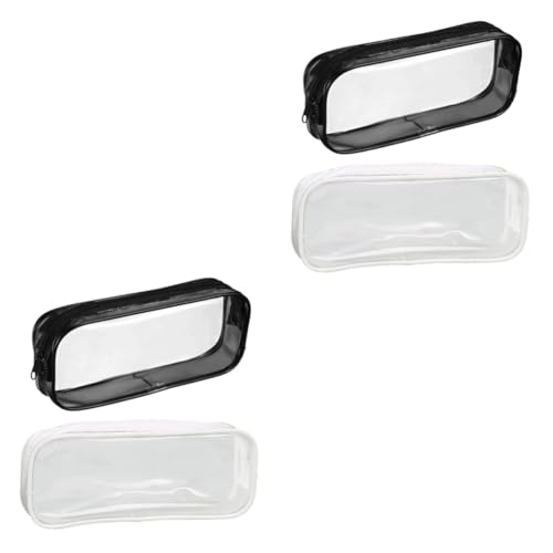 NUOBESTY 4stücke Tragbare Federmäppchen Große Kapazität wasserdichte Stifttaschen Transparente Make-up-Taschen Schwarz Weiß Für Schule Und Reise von NUOBESTY