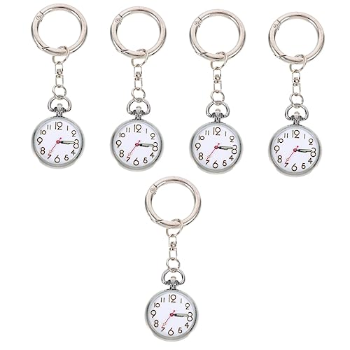 NUOBESTY 5 Stück Mädchen-Geschenk-Chronographenuhr Stilluhr -Taschenuhr Mädchen-Abzeichen Schlüsselschnalle Uhr Studentenuhr Clip-On-Uhr Kinderuhr von NUOBESTY