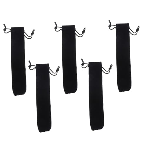 NUOBESTY 5 Stück Teiliges Stiftsleeve aus Schwarzem Veloursstoff Kordelzug etui für Einzelne Stifte Langlebiges Weiches Federmäppchen als Geschenk für Schule Büro von NUOBESTY