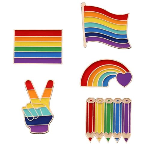 NUOBESTY 5 Stücke Dekorative Brosche Regenbogen Breastpins Legierung Bunte Broschen Für Kleidung Zubehör Dekoration von NUOBESTY