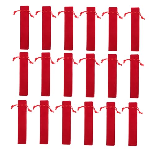 NUOBESTY 50 Stück Federmäppchen mit Kordelzug Brunnenstiftbeutel Stiftebeutel für Schreibwaren Brunnenpenstfall kleine Federtasche Kordelzugbeutel aus Stoff Kordelstiftbeutel Flanell rot von NUOBESTY