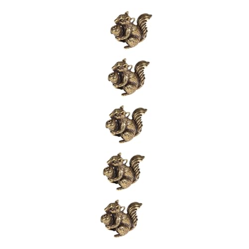 NUOBESTY 5St Anhänger animal-design catchring Fengshui-Dekorationen Teetablett Dekoration Wohnkultur Ornament Tischplatte Eichhörnchen Statue Dekor Retro Messingdekor Antiquität schmücken von NUOBESTY