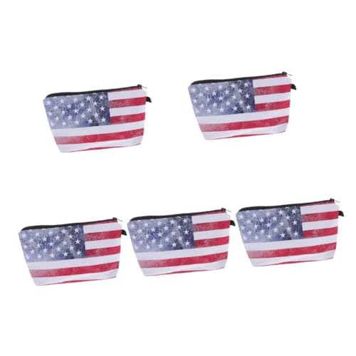 NUOBESTY 5St Kosmetiktasche mit Flagge süße Schminktasche kleine Reise-Kosmetiktasche Mäppchen verbandsschere fadenschere Schminktasche mit Reißverschluss Kompakte Stifttasche Polyester von NUOBESTY