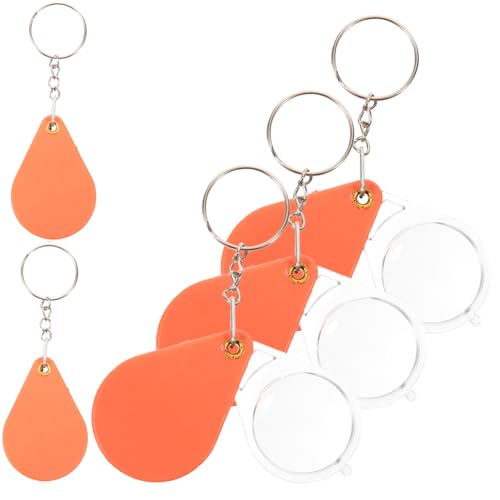 NUOBESTY 5St Lupe led-Light würfelunterlage vergrösserungsglas schlüsselketten vergrösserungsspiegel Schlüsselanhängerringe einziehbar Leseversorgung tragbare Vergrößerungslinse Abs Orange von NUOBESTY