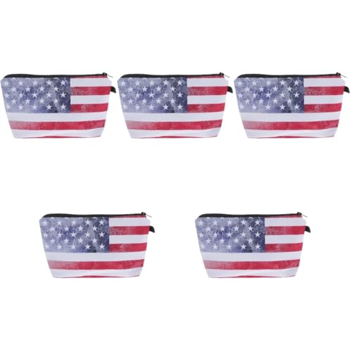 NUOBESTY 5st Kosmetiktasche Mit Flagge Make-up-Taschen Produkte Beutel Klare Reise-kulturtasche Kosmetiktasche Klar Federmäppchen Mit Fünf Sternen Große Geldbörse Makeup Tasche Polyester von NUOBESTY