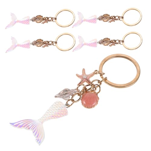 NUOBESTY 5stücke Emaille Meerjungfrau Schlüsselanhänger Mit Meeresmotiven Muschel-tier-charms Für Damen Und Mädchen Taschen Und Schlüssel-dekoration Langlebiges Metall Tragbar von NUOBESTY
