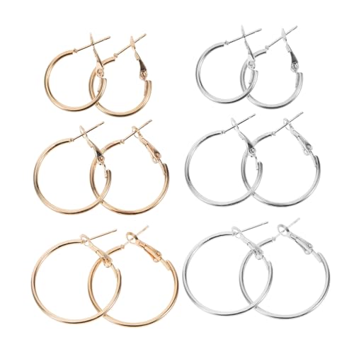 NUOBESTY 6 Stück Teiliges Große Creolen Ohrringe für Frauen Modische Geometrische Runde Metallohrringe Vielseitige Farben Hautfreundlich Glatt für Alltag Valentinstag von NUOBESTY