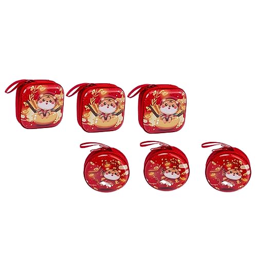 NUOBESTY 6stücke Münzbeutel Aus Weißblech Mit Tiger Jahr Motiv Dekoratives Weißblech Etui Langlebige Und Einfache Lagerungstasche Ohne Grate von NUOBESTY