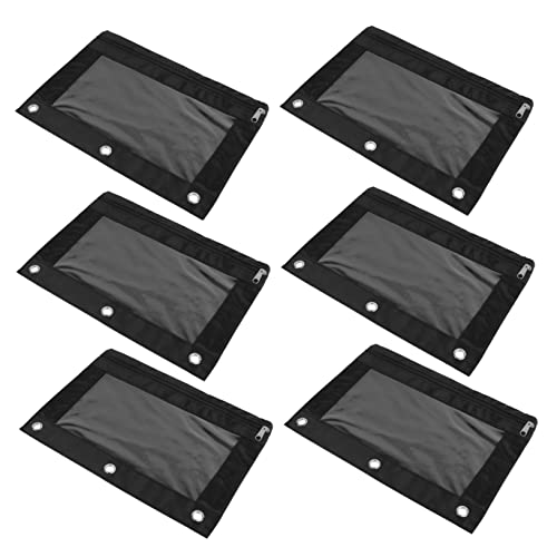 NUOBESTY 6stücke Ring-federmäppchen Mit Reißverschluss Schreibwarentasche Aus Nylongewebe Transparentes Fensterdesign Aktentasche Für Schule Und Büro Mit Ring-knopflochdesign Für Ordner von NUOBESTY