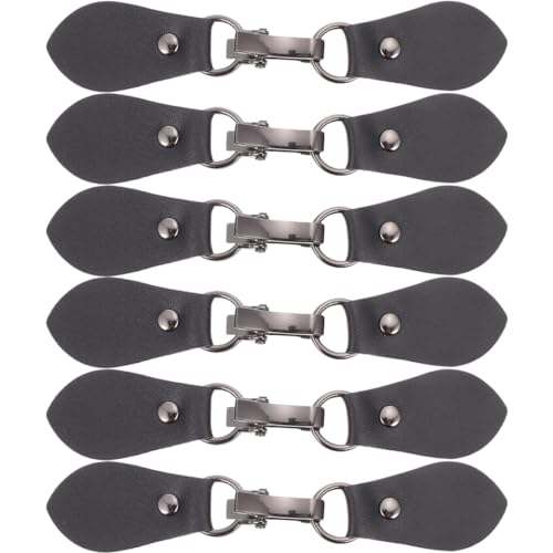 NUOBESTY 6paare Leder-strickjackenclips Kleiderhaken-schnallennadel Pullover-verschlussclips Aus Metall Und Leder Mantelwickel-clips Schal-lederhalter Knebelschnallen Für Mäntel von NUOBESTY