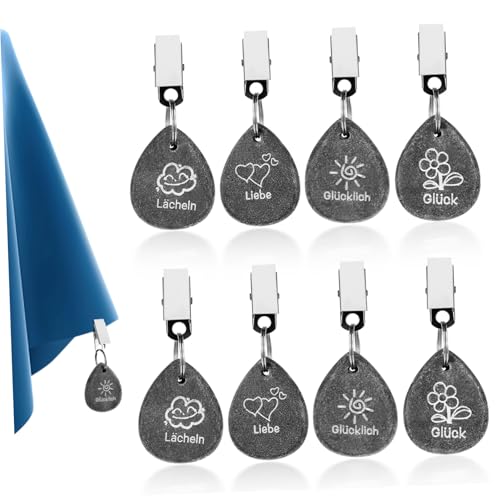 NUOBESTY 8 Stück Tischdeckenbeschwerer Teilig Marmor Schwer Wetterfest mit Gravierten Mustern für Outdoor Gartentisch Picknick Hochzeit Party Tischdecke Gewichte von NUOBESTY