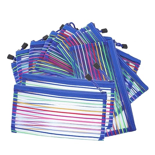 NUOBESTY 8st Geldscheintasche Aus Oxford-Stoff Mehrzweck-stifttasche Federmäppchen Mesh-aufbewahrungstaschen Große Bleistift-Aufbewahrungstasche Geldbeutel Etui Aluminiumlegierung Blue von NUOBESTY