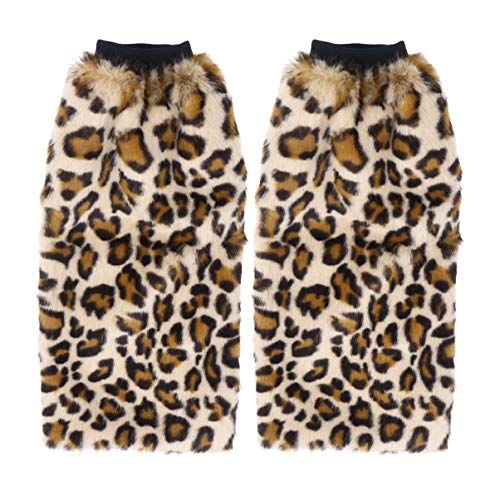 NUOBESTY Beinwärmer booten Manschette Webpelz Stiefel wärmere Langen Flauschigen Manschetten Decken für Frauen Mädchen 40cm (Leopard) von NUOBESTY