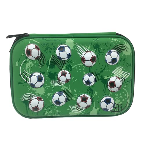 NUOBESTY Eva Federmäppchen mit Fußball-Design Robuste Aufbewahrungstasche für Stifte und Kleine Gegenstände Stoßfest für Schule Reisen und Zuhause Grün von NUOBESTY