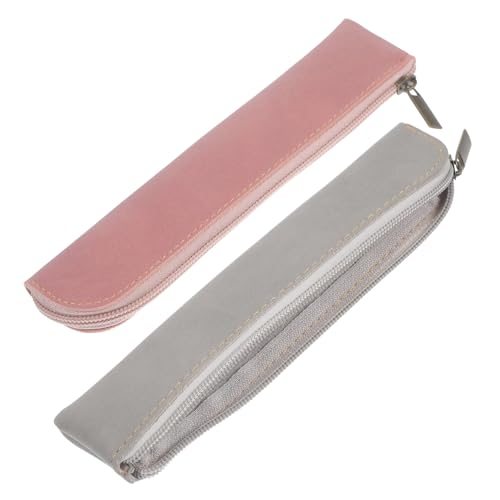 NUOBESTY 2stücke Federmäppchen Mit Reißverschluss Aus Pu Für Mädchen Schmal Und Ästhetisch Als Stifttasche Und Schminktasche Tragbar Für Schulbedarf Und Organisation Von Schreibwaren von NUOBESTY