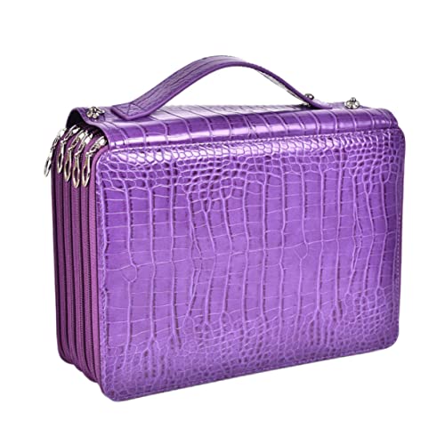 NUOBESTY Federmäppchen Mit Großem Fassungsvermögen Stifttaschen Federmäppchen Halter Aufbewahrungstasche Für Schreibwaren Pu-Brieftasche Violett Tragbar Schreibwarenregal Polyester Student von NUOBESTY