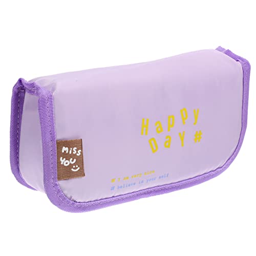 NUOBESTY Studentengeschenk Stifttasche Federmäppchen aus Segeltuch reißverschluss Mädchen Make-up Pinsel Container Tasche für Make-up-Pinsel Student Herrscher Violett Mäppchen von NUOBESTY