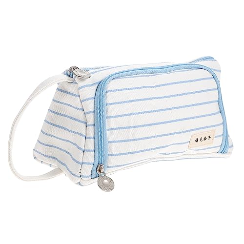 NUOBESTY Federtasche mit großem Fassungsvermögen Federtasche aus Segeltuch Federmäppchen aus Segeltuch aufbewahrungssack Storage Pockets Stiftetui aus Student Federmäppchen Blue von NUOBESTY