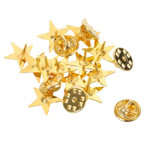 NUOBESTY Fünf Punkte Stern Brosche Goldfarben mit Schmetterlingsverschluss Leichte Sichere Anstecknadel für Damen und Herren Eleganter Anstecker für Kleidung Hüte Taschen Klassisches von NUOBESTY