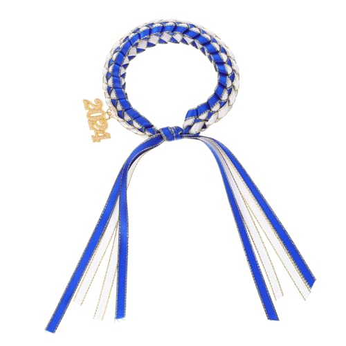 NUOBESTY Geflochtenes Graduation Armband aus Seil und Band mit Anhänger Handgefertigtes Damen Freundschaftsarmband in Weiß und Blau Robustes zum Abschluss von NUOBESTY
