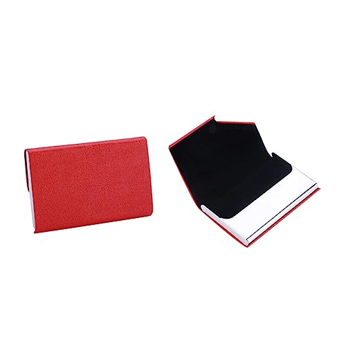 NUOBESTY Business-Halter Leder kreditkarten Box kreditkartenbox Pilzbeutel Kartenetui Metall Herrenbrieftaschen Schwarze Handtasche Namensträger Geschäftsfall tragbar Geldbörse Geschenk rot von NUOBESTY