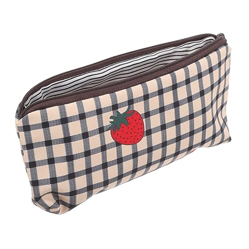 NUOBESTY Erdbeer-stofftasche Große Kapazität Federmäppchen Praktische Stifte-Aufbewahrungstasche Robuste Nähtechnik Einfacher Reißverschluss Platzsparend Für Schul Oder Handtasche von NUOBESTY