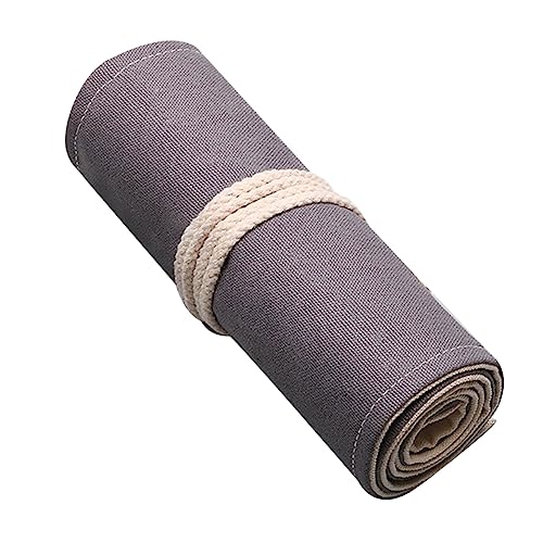 NUOBESTY Handgefertigte Federtasche Aus Segeltuch Großes Fassungsvermögen Federmäppchen 72 Fächer Grau von NUOBESTY