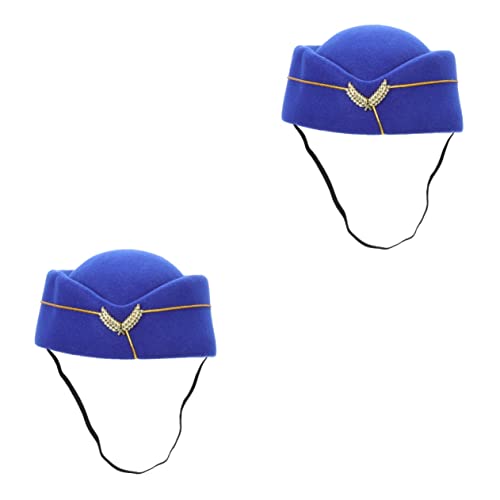 NUOBESTY Hut Flugbegleiterin 2st Stewardess Baskenmütze Vintage Britisch Stewardess Kostüm Matrosenhut Pilotenmütze Blauer Hut Der Stewardess Stewardess-hüte Kostüm Für Damen Fräulein Cosplay Gefühlt von NUOBESTY