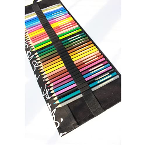 NUOBESTY Tragbare Stiftetasche Aus Canvas Mit Kreativem Muster Elastische Fächer Für Buntstifte Marker Pinsel Und Gelstifte Rollverpackung Mit Kordel Zum Verschließen Organizer Zum von NUOBESTY