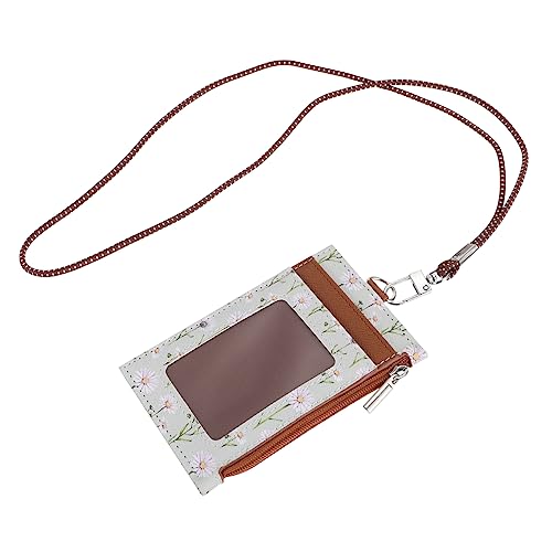 NUOBESTY Kredithülle Mit Umhängeband Pu-Leder Blumenblütenmuster Geldbörse Ausweishülle Badge-umhängeband Für Den Bus von NUOBESTY