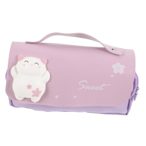 NUOBESTY Mäppchen Bleistiftbeutel mit Reißverschluss Stifttasche Stift-Organizer Etui Federtasche zum Stressabbau Mehrschichtige Stiftetasche tragbar Schreibwaren Mädchen Segeltuch Violett von NUOBESTY