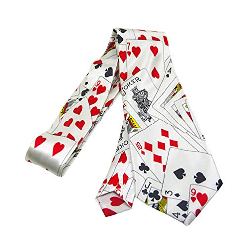 NUOBESTY Krawatte Poker Würfel Druck Krawatte Kostüm für Cosplay Dress Up Accessoires Partyzubehör (Weißer Hintergrund) von NUOBESTY
