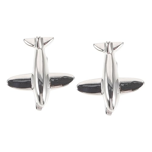 NUOBESTY Metal Manschettenknöpfe Herren Silberne Flugzeug Cufflinks aus Hochwertigem Kupfer Anzug Accessoires für Hemden Business Hochzeit von NUOBESTY