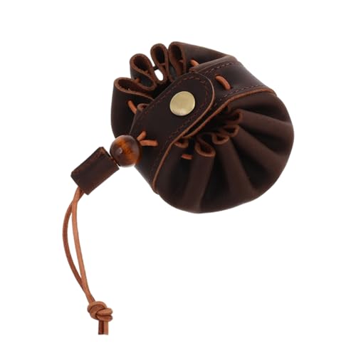 NUOBESTY Münzportemonnaie Aus Leder Handgefertigte Mini-geldbörse Für Damen Mit Kordelzug Münztasche Zum Aufbewahren Von Münzen Schlüsseln Und Kleinen Gegenständen Rustikales von NUOBESTY