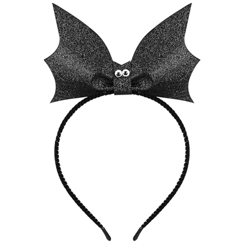 NUOBESTY PaillettenSimulation Fledermaus-Haarreifen Performance-Stirnbänder kreatives Haarband für Frauen und Mädchen, Schwarz, 22x15x1 cm von NUOBESTY