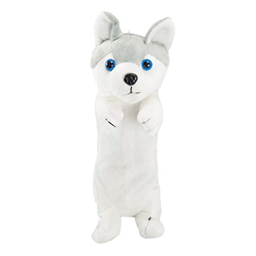 NUOBESTY Plüsch Federmäppchen Hundemotiv - Niedlicher Weißer Husky - 20Cm Stifthalter Schreibwaren Organizer Für Kinder Und Studenten von NUOBESTY