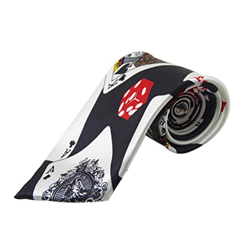 NUOBESTY Polyester Krawatte Krawatte Poker Würfel Druck Krawatte Kostüm für Cosplay Dress Up Accessoires Partyzubeh?r (Schwarzer Hintergrund) Textil Krawatte Für Die Hochzeit von NUOBESTY
