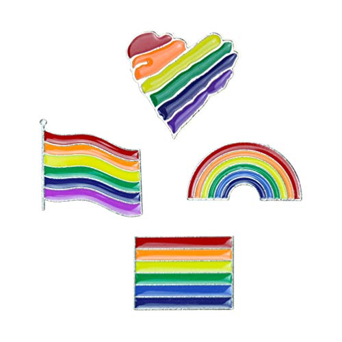 NUOBESTY Regenbogen-Broschen, Regenbogen-Herz-Flagge, Emaille, Anstecknadel, LGBT Pride Kleid Zubehör für Frauen Mädchen, 4 Stück von NUOBESTY