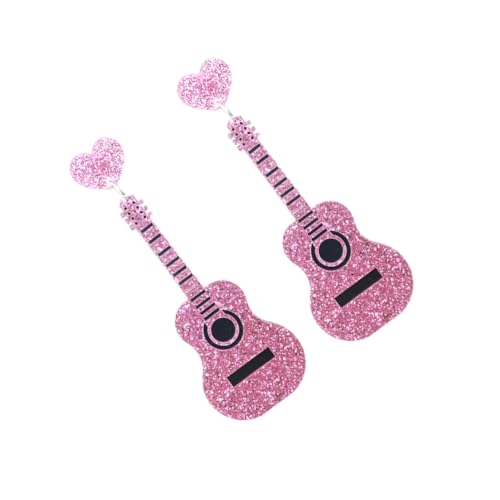 NUOBESTY Retro Style Klassische Gitarren anhänger Ohrringe Damen Party Schmuck Modische Eardrop Ohrhänger Rosa Vintage Accessoires von NUOBESTY