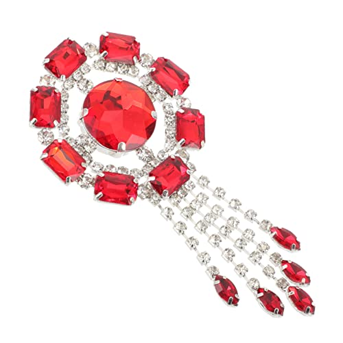 NUOBESTY Strass Brosche für Damen Vintage Quasten Anstecknadel Strassapplikation Elegant für Kleidung Taschen und Hüte von NUOBESTY