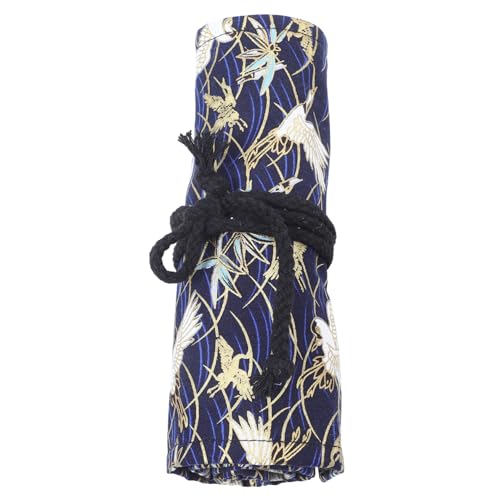 NUOBESTY Roll Up Stiftetasche Tragbare Federtasche im Chinesischen Stil mit Fächern Große Kapazität für Buntstifte und Zeichentools für Künstler und Reisen Blau mit Winterbambus und von NUOBESTY