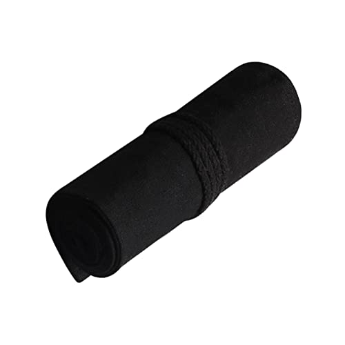NUOBESTY Roll-stiftehalter Aus Canvas Tragbare Stifttasche Mit Fächern Stifterolle Für Buntstifte Marker Pinsel Kordelverschluss Organizer Schwarz von NUOBESTY