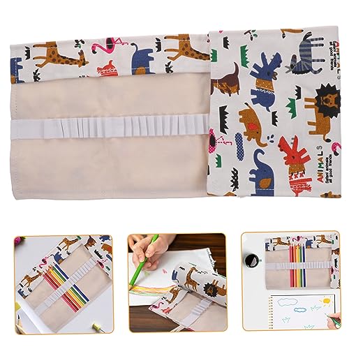 NUOBESTY Rollen Stiftvorhang Aus Leinwand Leinwand-stiftverpackung Skizzenstift-Aufbewahrungstasche Bleistift-Organizer-Halter Reise-bleistiftträger Etui Farbiges Mädchen Segeltuch von NUOBESTY