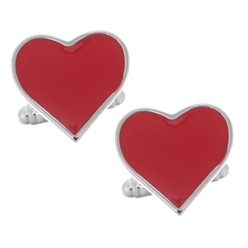 NUOBESTY Romantische Rote Herz Manschettenknöpfe Herren Elegant Kleber Technologie Langlebig Hochzeit Business Festliche Anlässe Herren Manschettenknöpfe von NUOBESTY