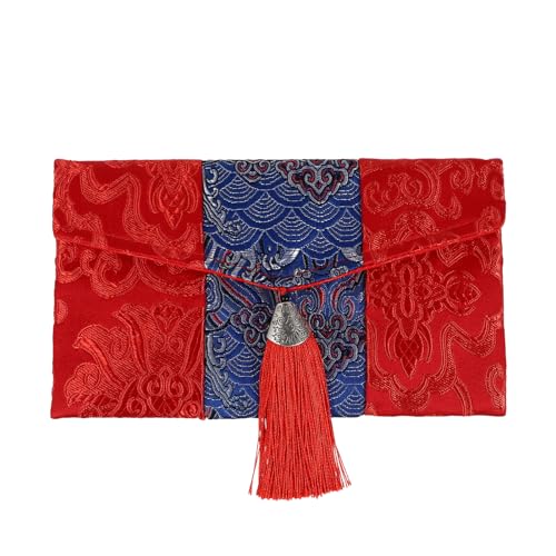 NUOBESTY Rotes Geldtäschchen Im Chinesischen Stil Für Damen Schmale -geldbörse Besticktes Muster Rote Umschlagtasche Für Frühlingsfest Hochzeit Geburtstag von NUOBESTY